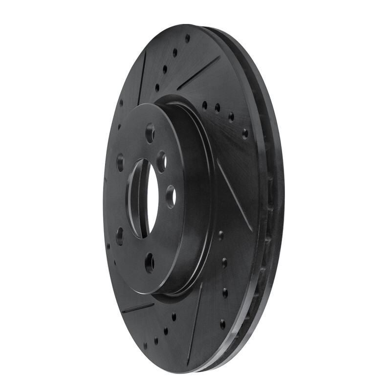 Mini Cooper Brake Rotor (1) - Front Left - R1 Concepts - Drilled & Slotted - Black - `14-`21